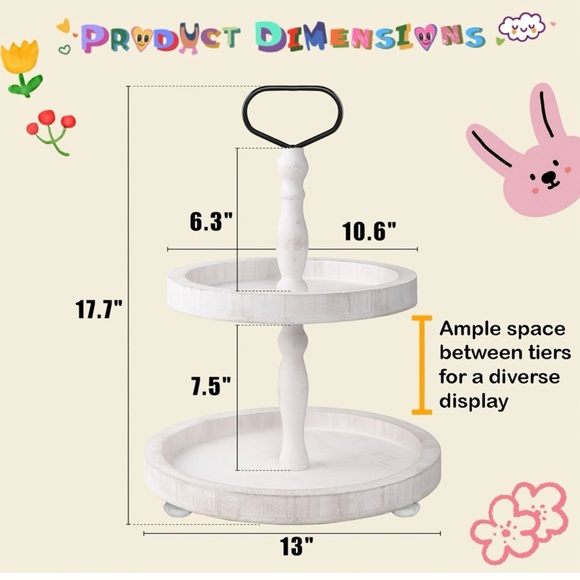 NIB white washed tier tray - Picture 2 of 2